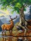 Needlepoint canvas for halfstitch without yarn after Friedrich Gauermann - A Stag by Lake Gosau 3173F - Printed Tapestry Canvas
